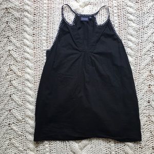 Madison Mathews Black Tank with Stitching detail